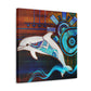 "Dolphins in Wild Waves" - Canvas