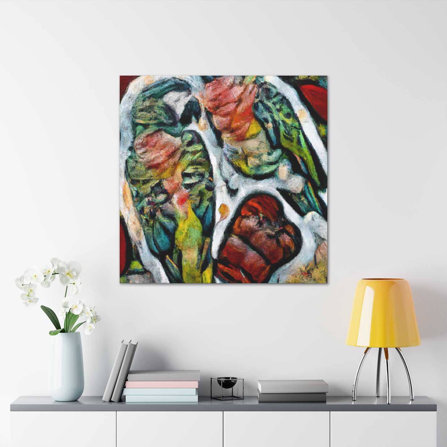 Parrots in Harmony. - Canvas