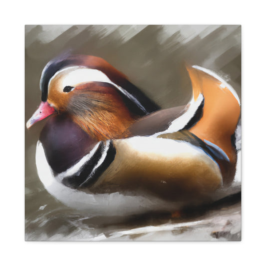 "Mandarin Duck's Majestic Splendor" - Canvas