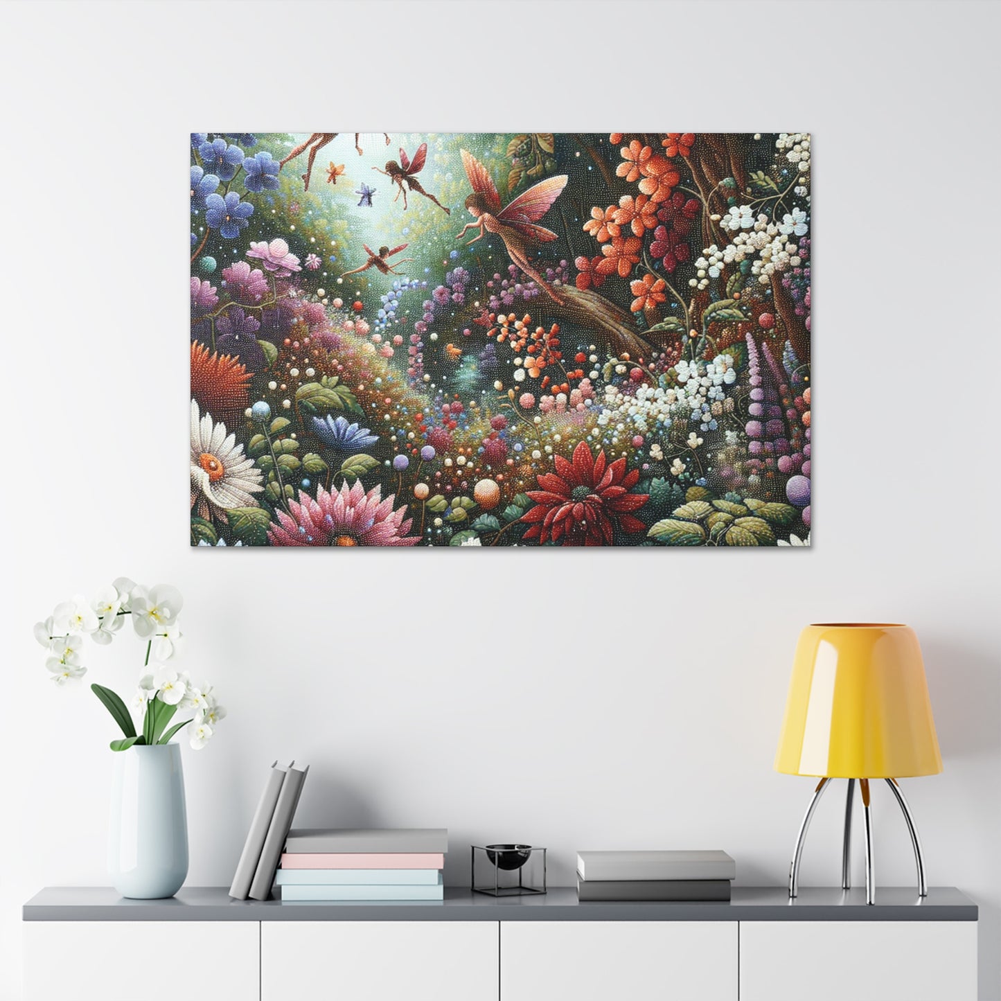 Whimsical Blooms and Sprites - Canvas