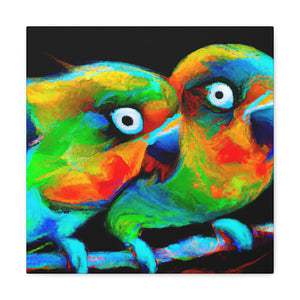 Lovebirds in Bloom - Canvas