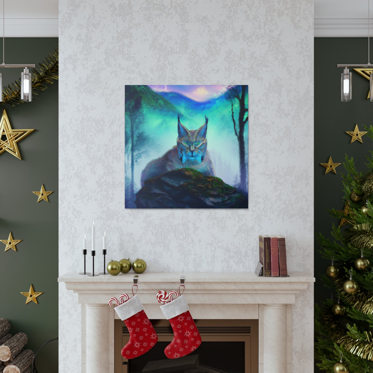 "Bobcat in Moonlight Glow" - Canvas