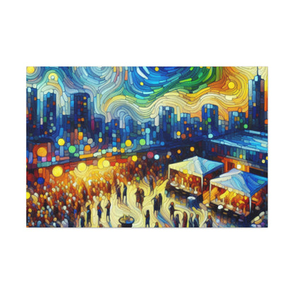 "Vibrant Rooftop Revelry" - Canvas