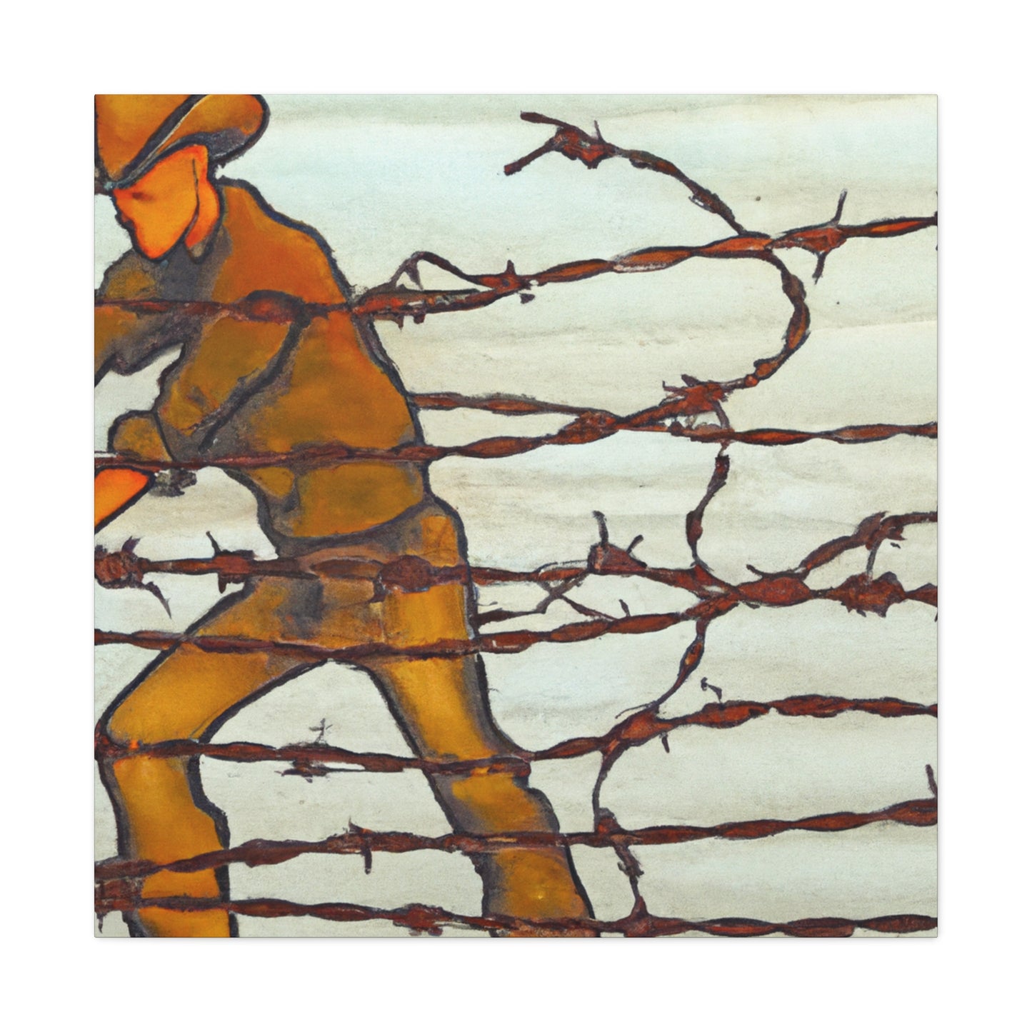 Barbed Wire Freedom Scene - Canvas