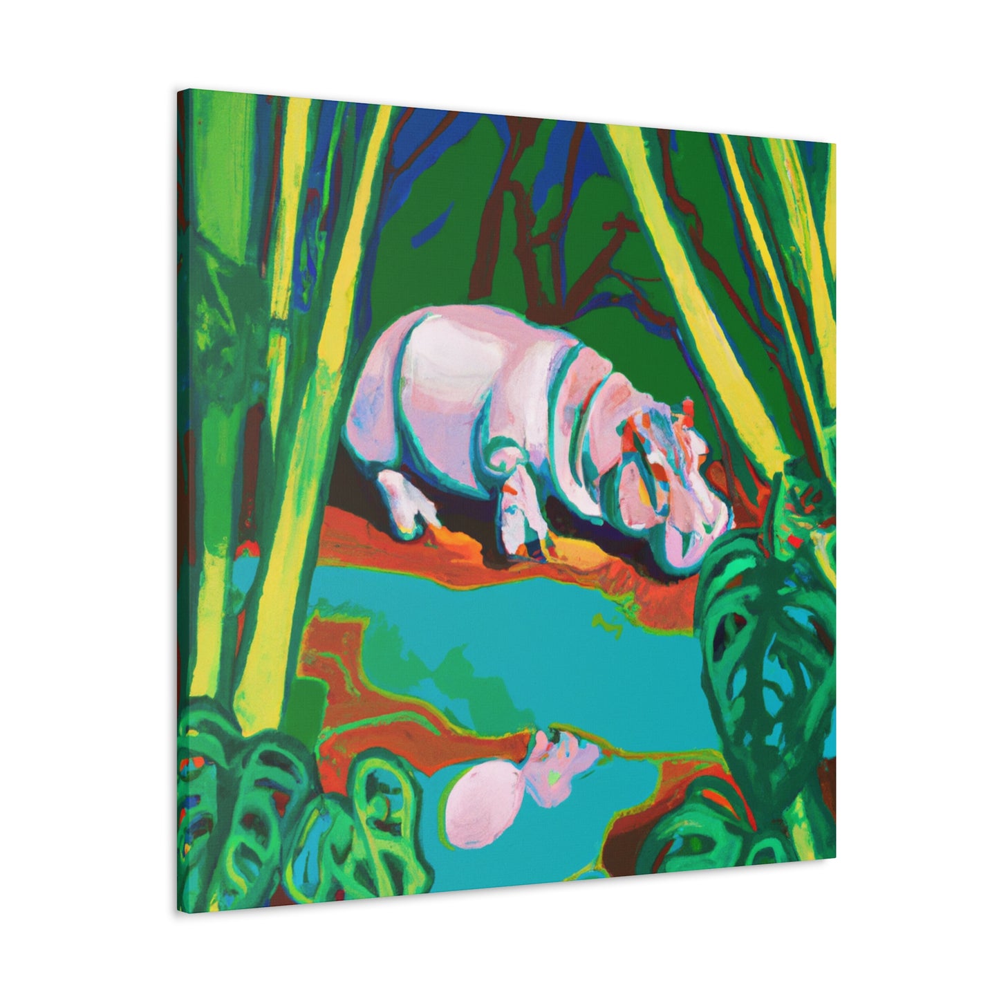 "Hippo in Reflection" - Canvas