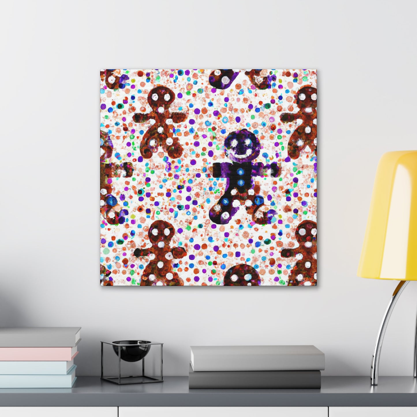 Gingerbread Man Pointillism - Canvas