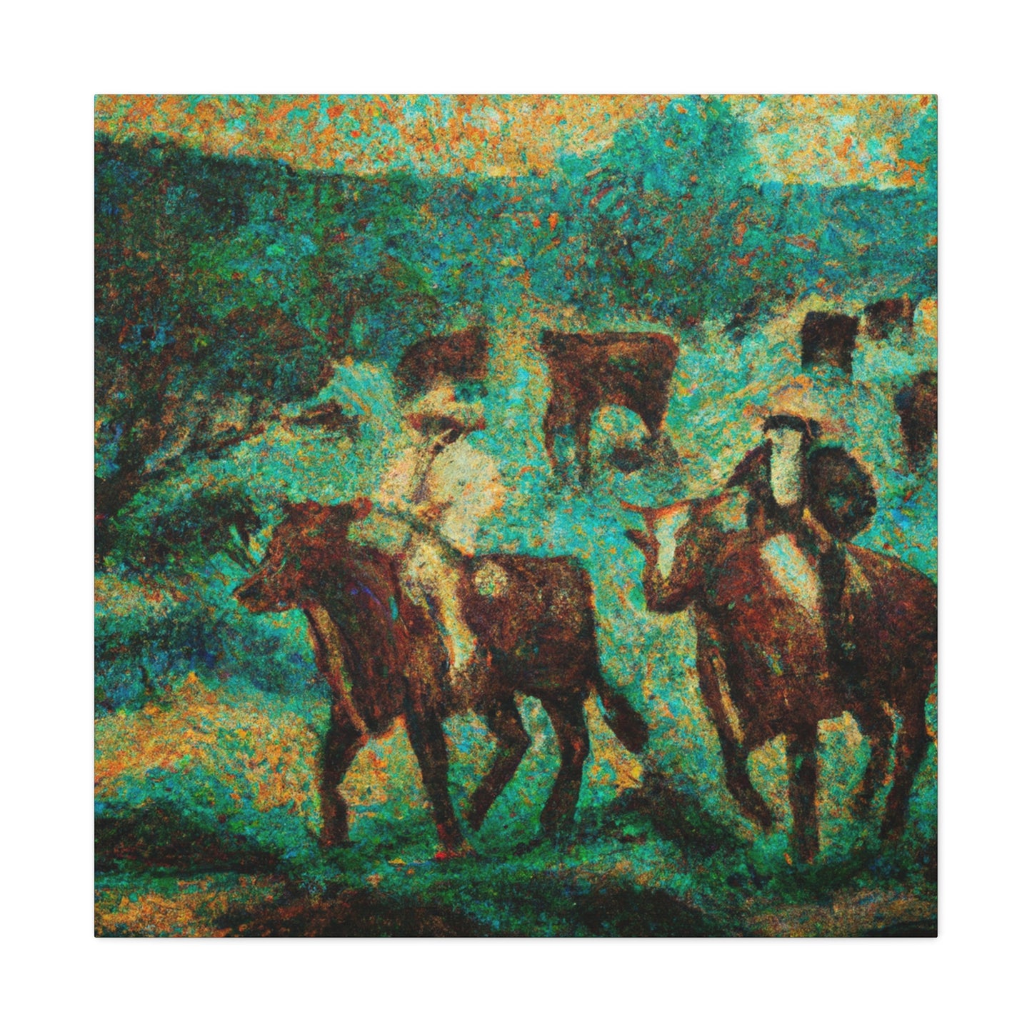 "Herd of Cattle Drive" - Canvas