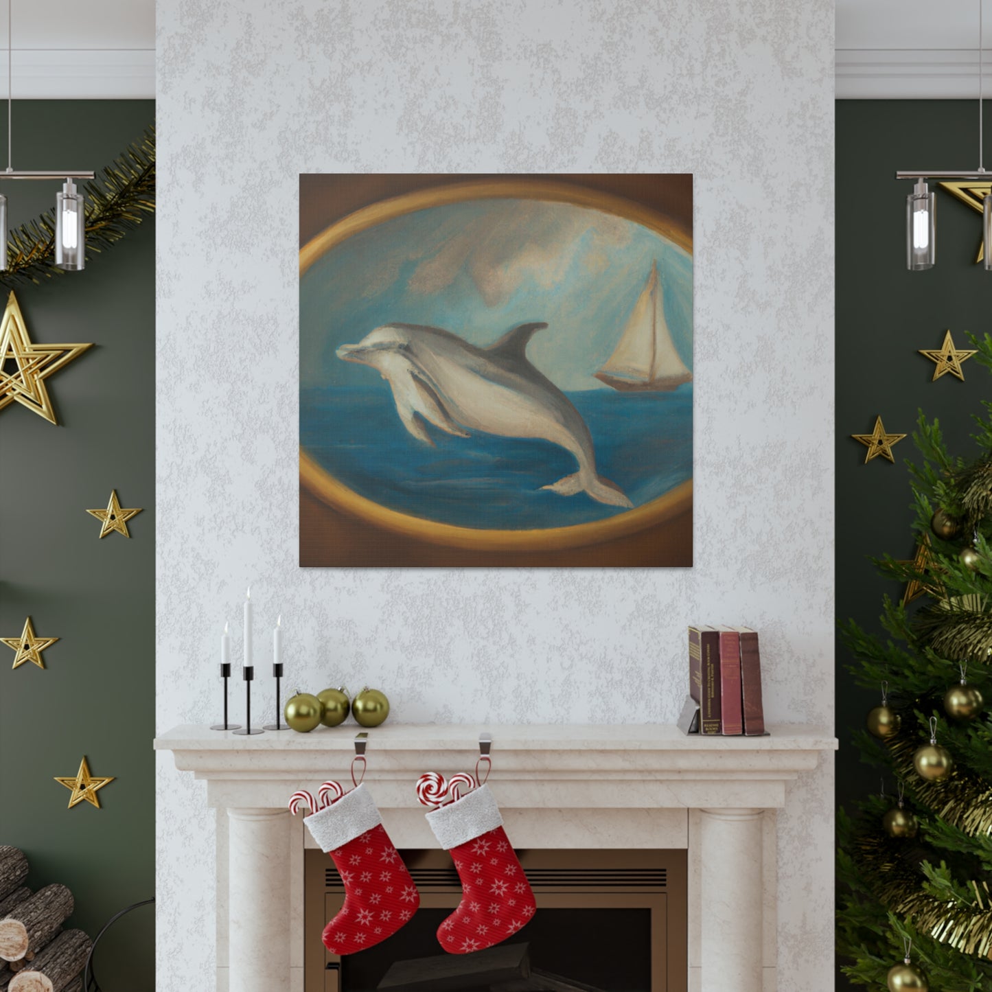 "Dolphin in Neoclassicism" - Canvas