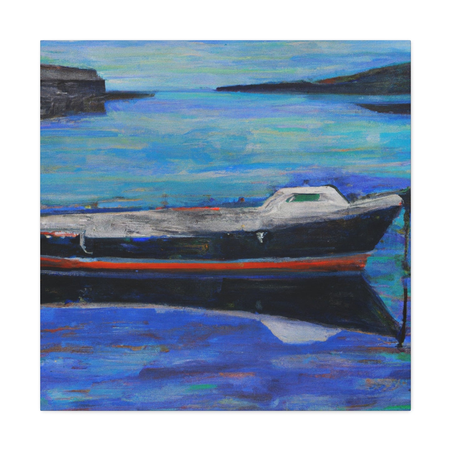 "Boats at Dawn Illustration" - Canvas