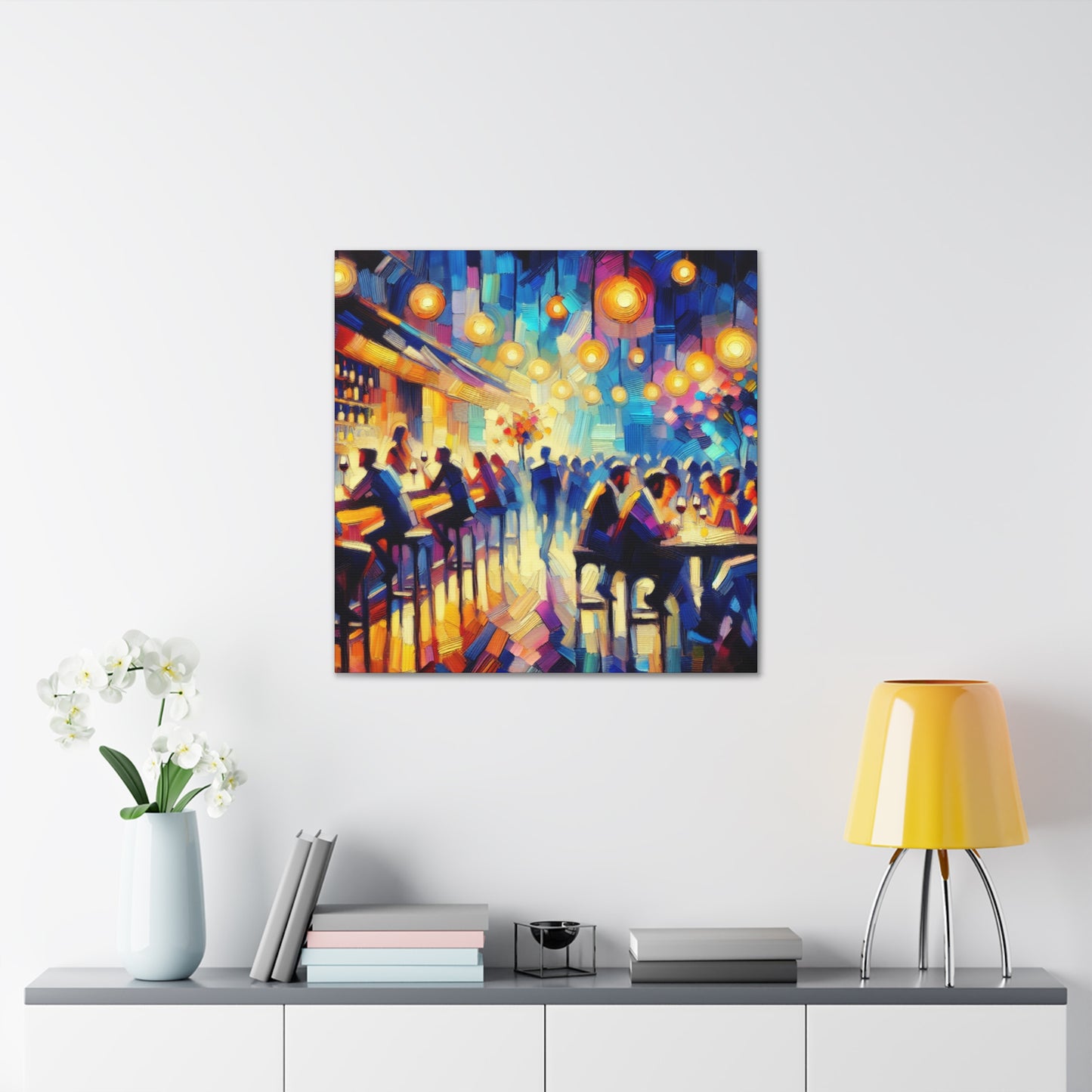 Vibrant Wine Bar Scene - Canvas