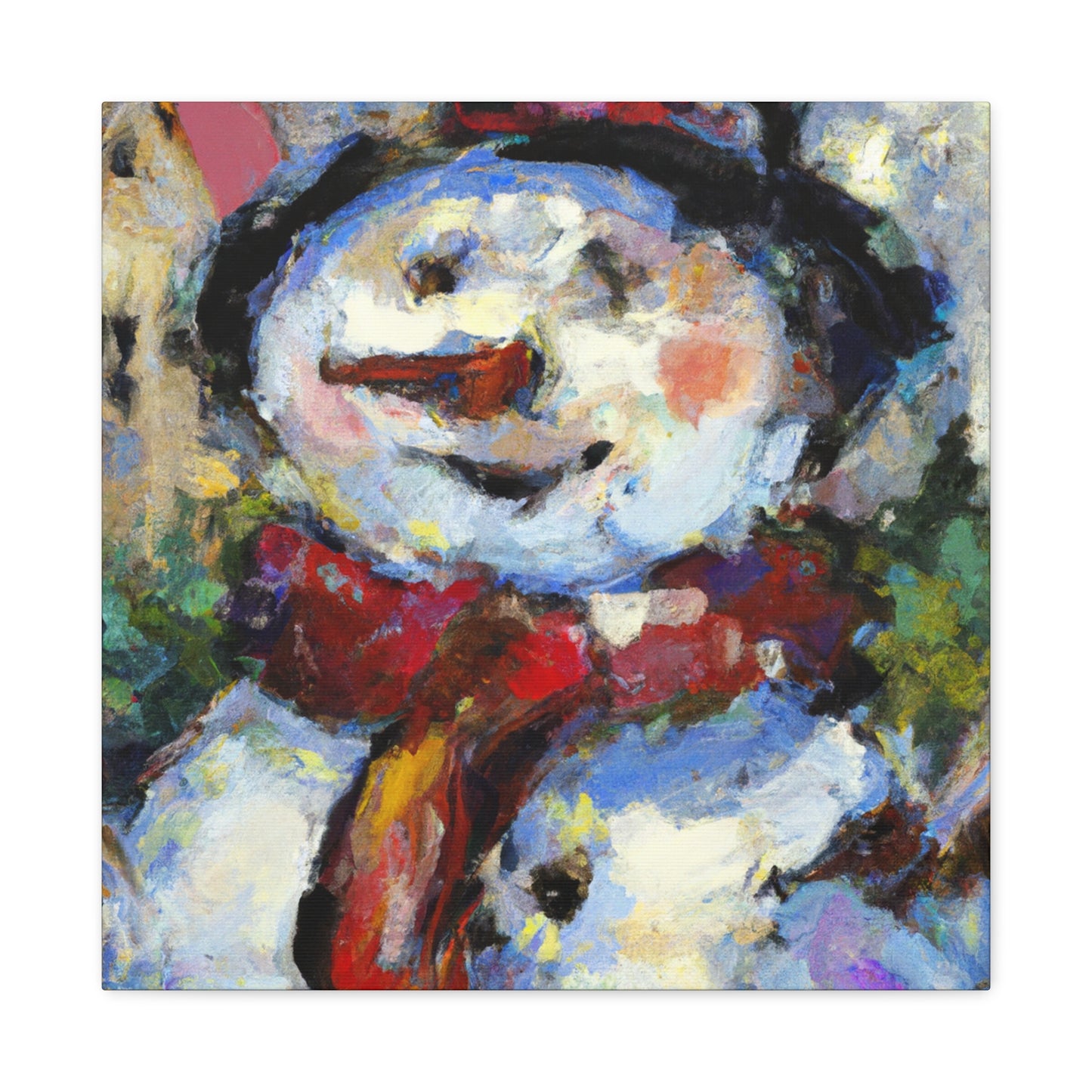 Snowman in Wintertime - Canvas