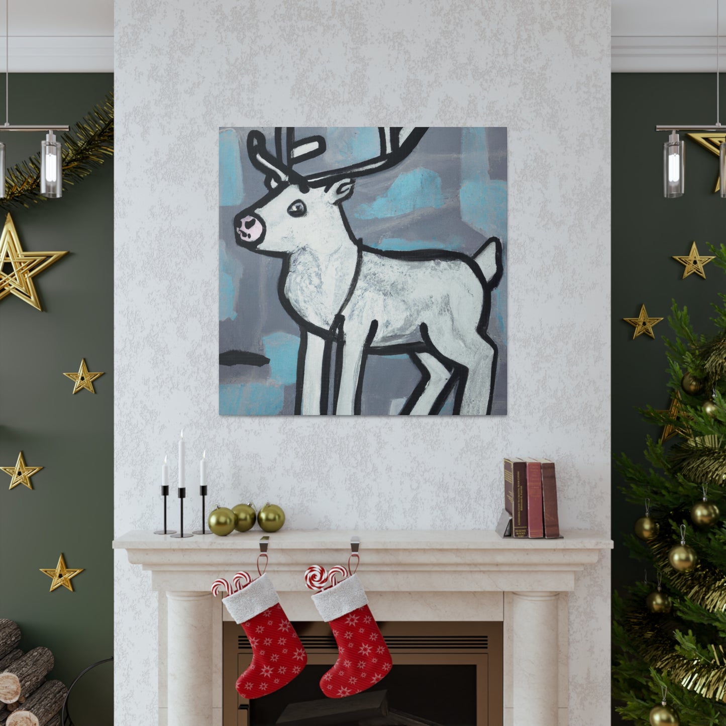 "Reindeer Winter Mural" - Canvas