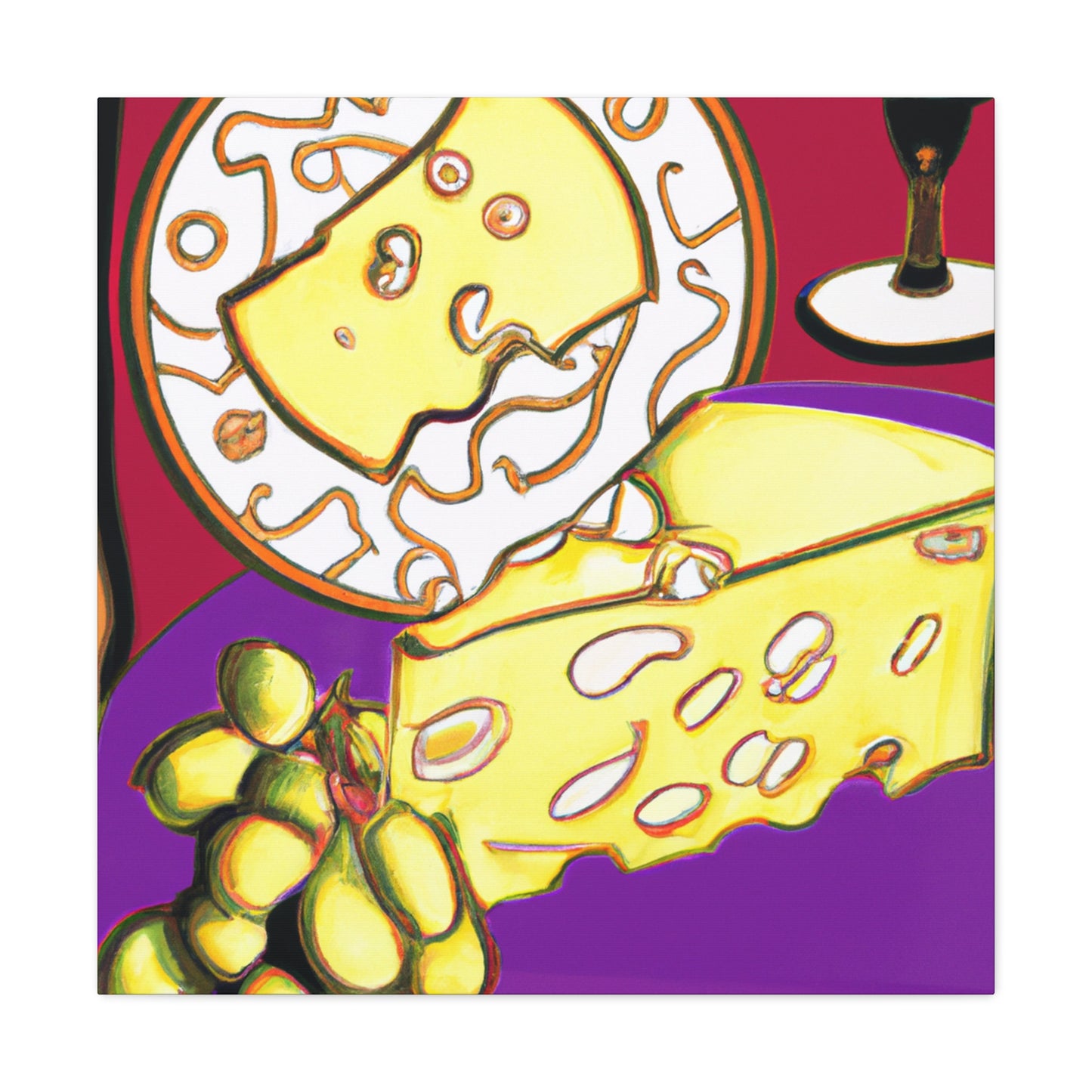 Still Life: Cheese Grapes - Canvas