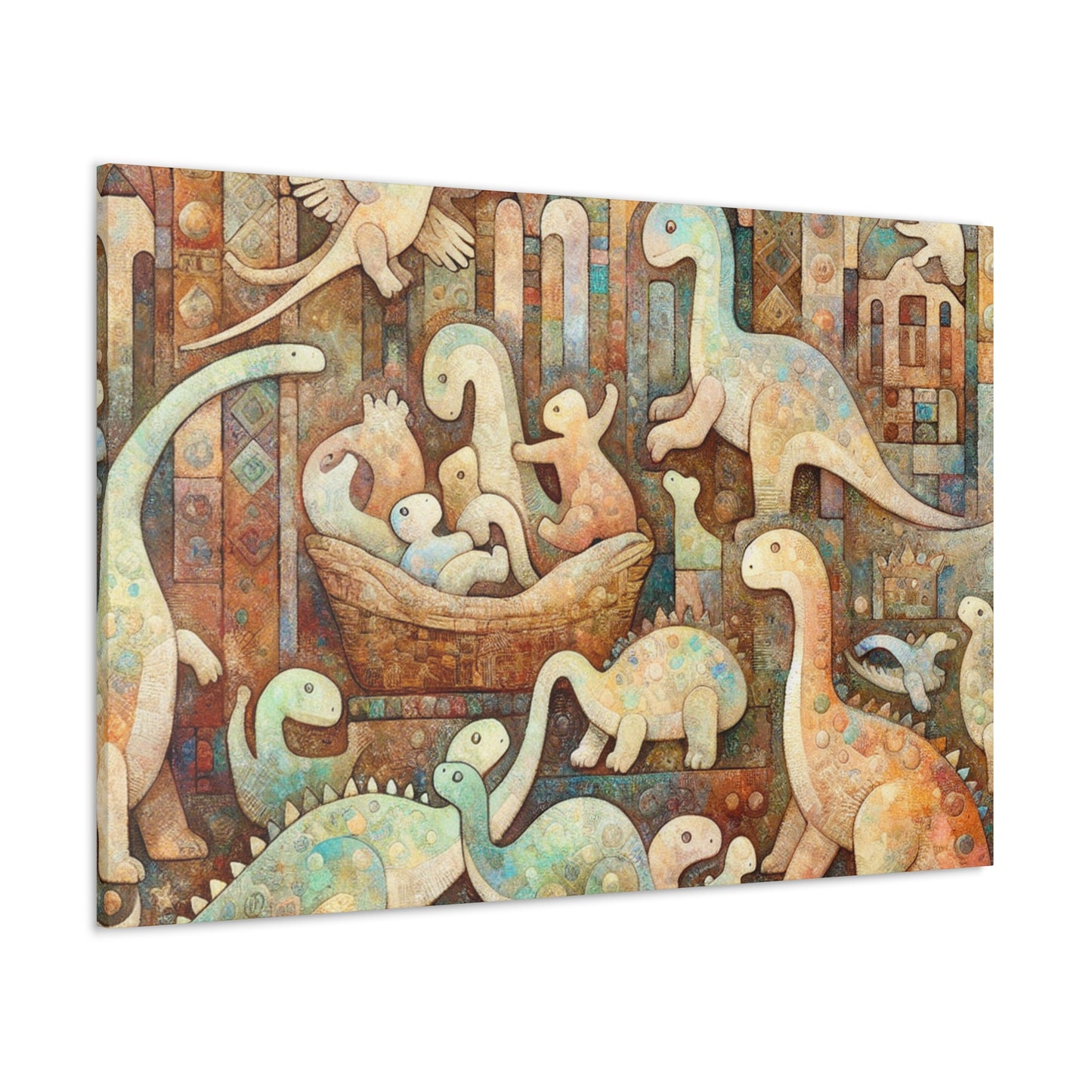 Whimsical Prehistoric Serenity - Canvas