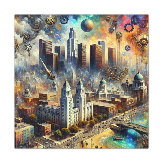 "Clockwork Cityscape: L.A." - Canvas