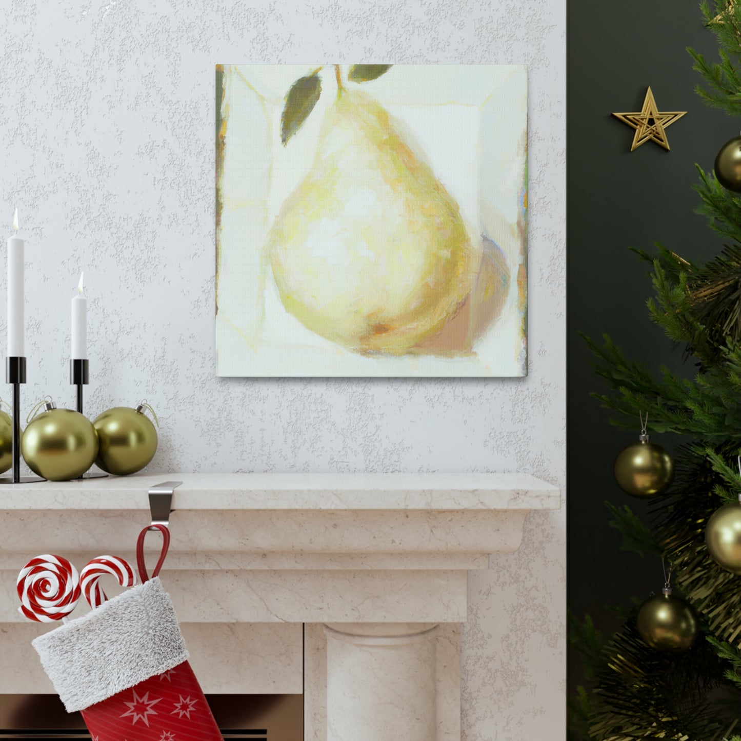 Pear in Soft Hues. - Canvas