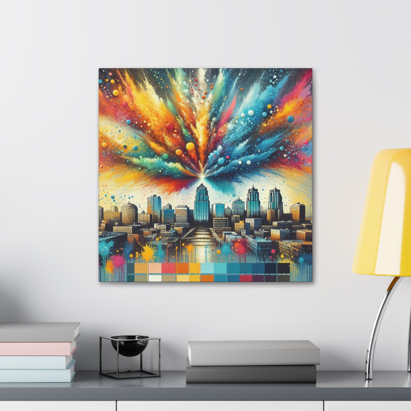 "Cityscape Echoes Embrace" - Canvas