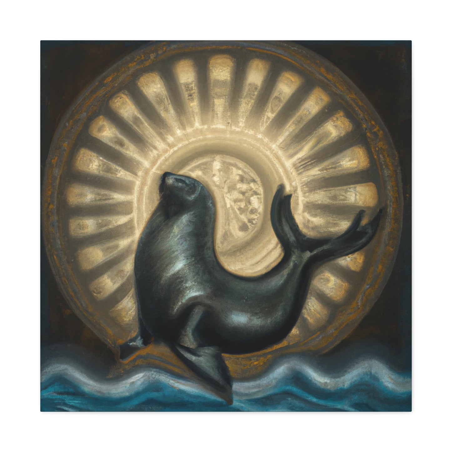 "Seal at Sunrise - Deco" - Canvas