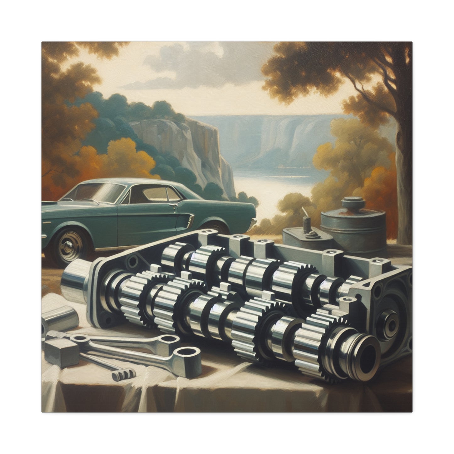 "Mechanical Serenity: Camshaft" - Canvas