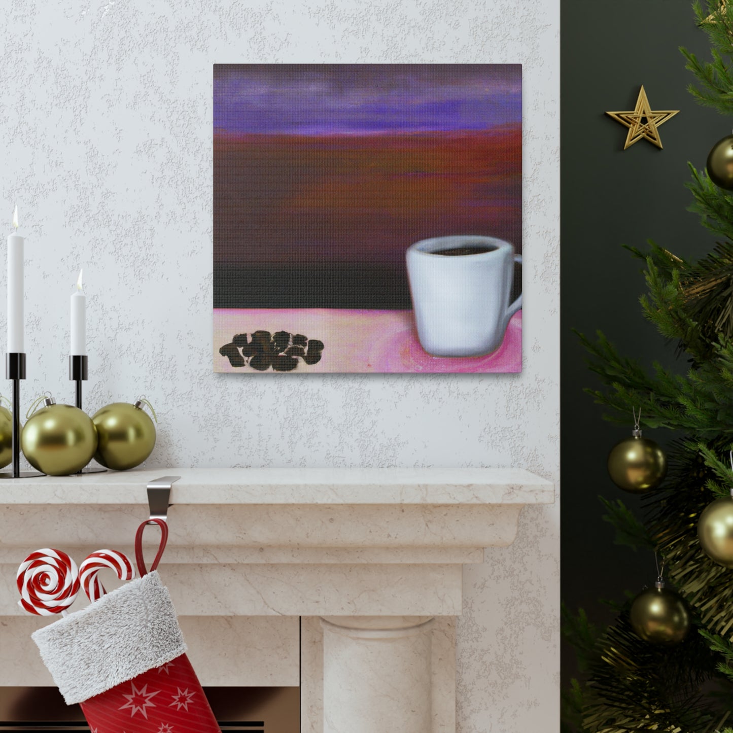 Coffee in Moonlight Scene - Canvas