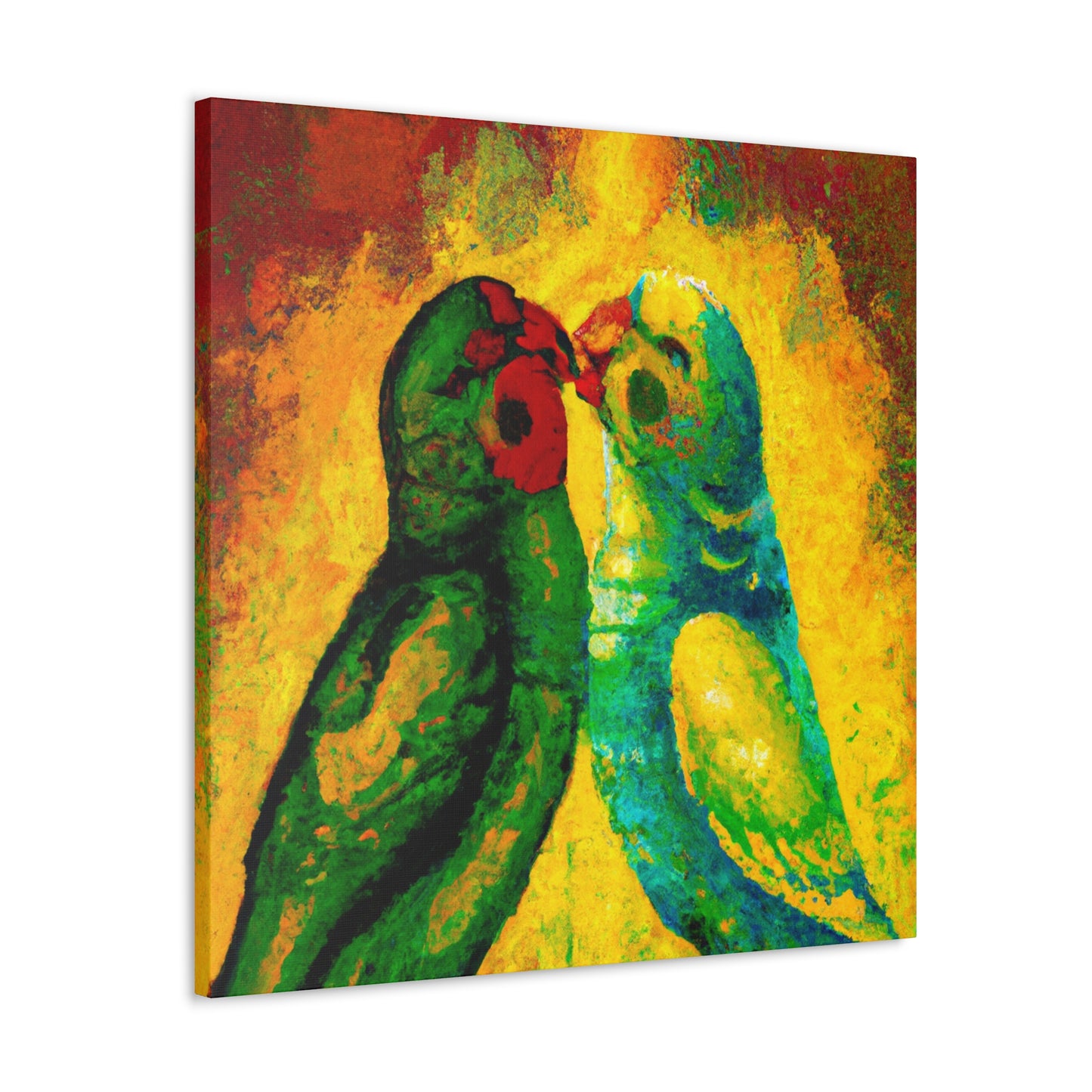 Lovebirds in Bloom - Canvas