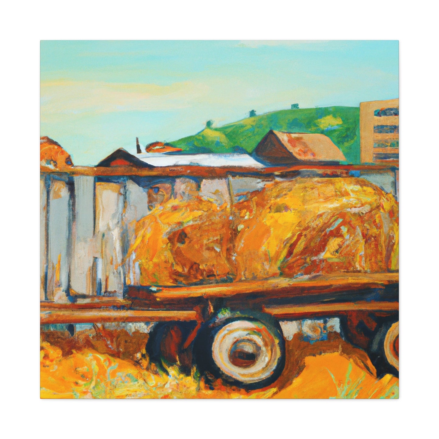 "Hay Wagon Harvest Home" - Canvas