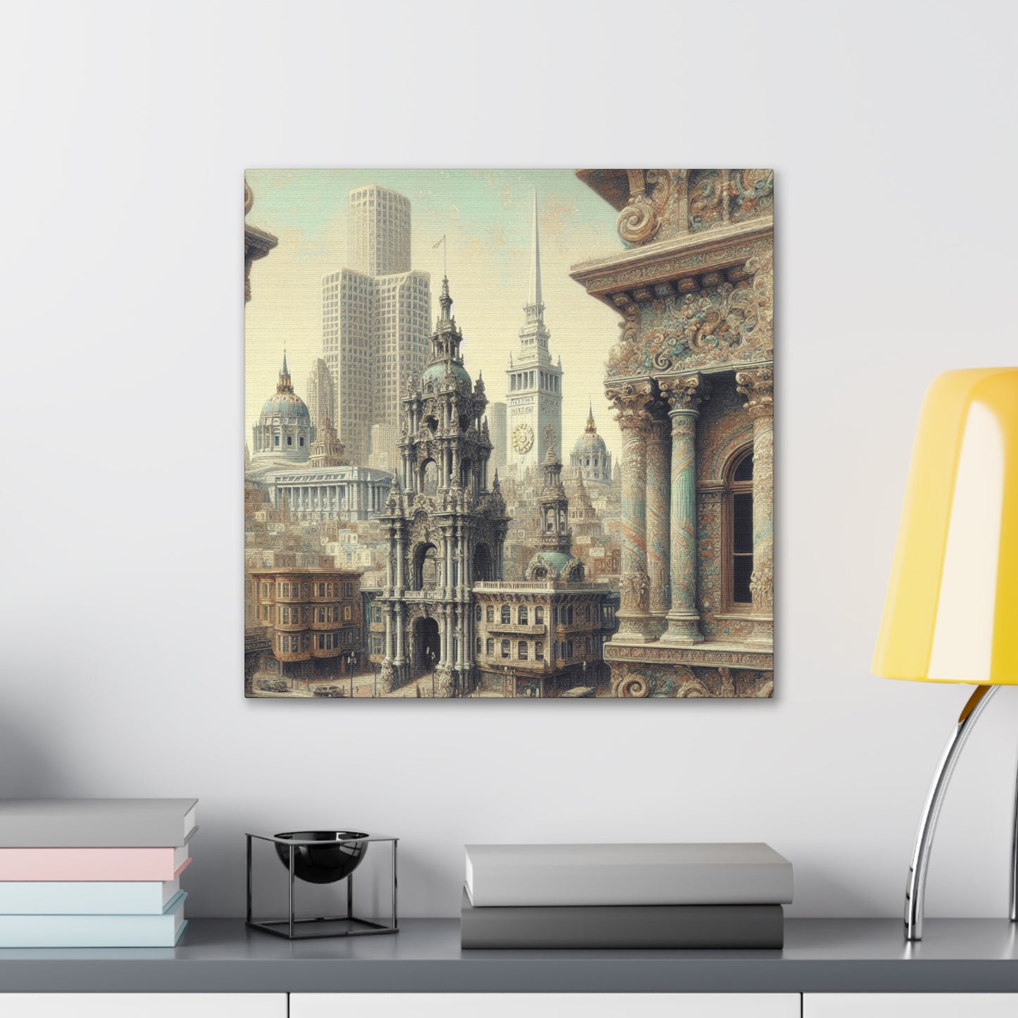 "Golden City's Rococo Splendor" - Canvas