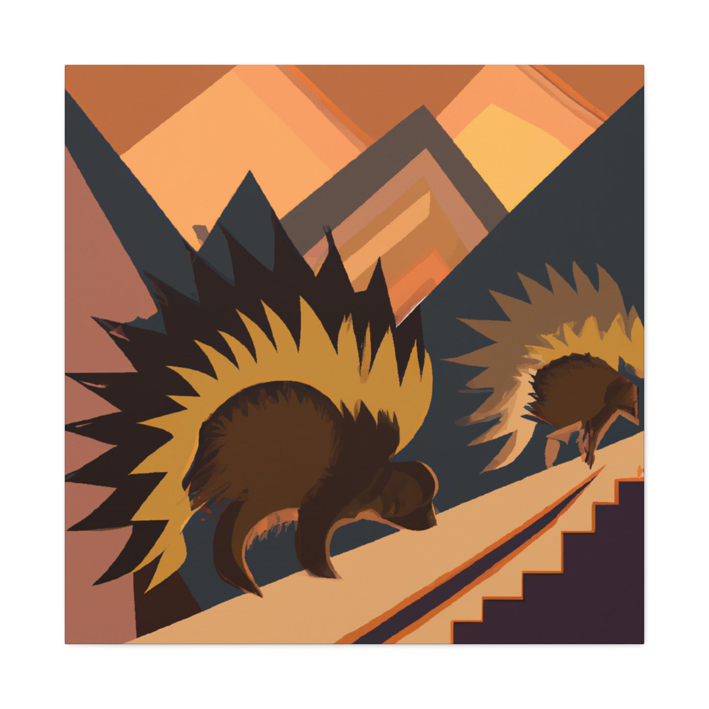 Porcupine in Art Deco - Canvas