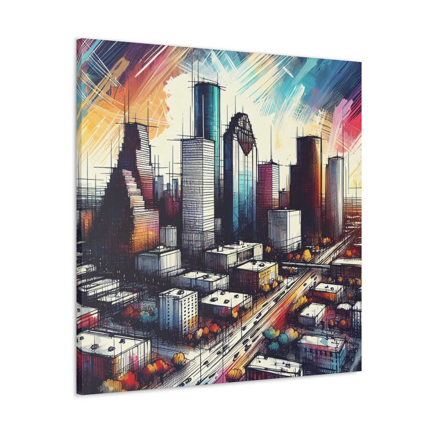 "Urban Luminosity: Houston's Vibes" - Canvas