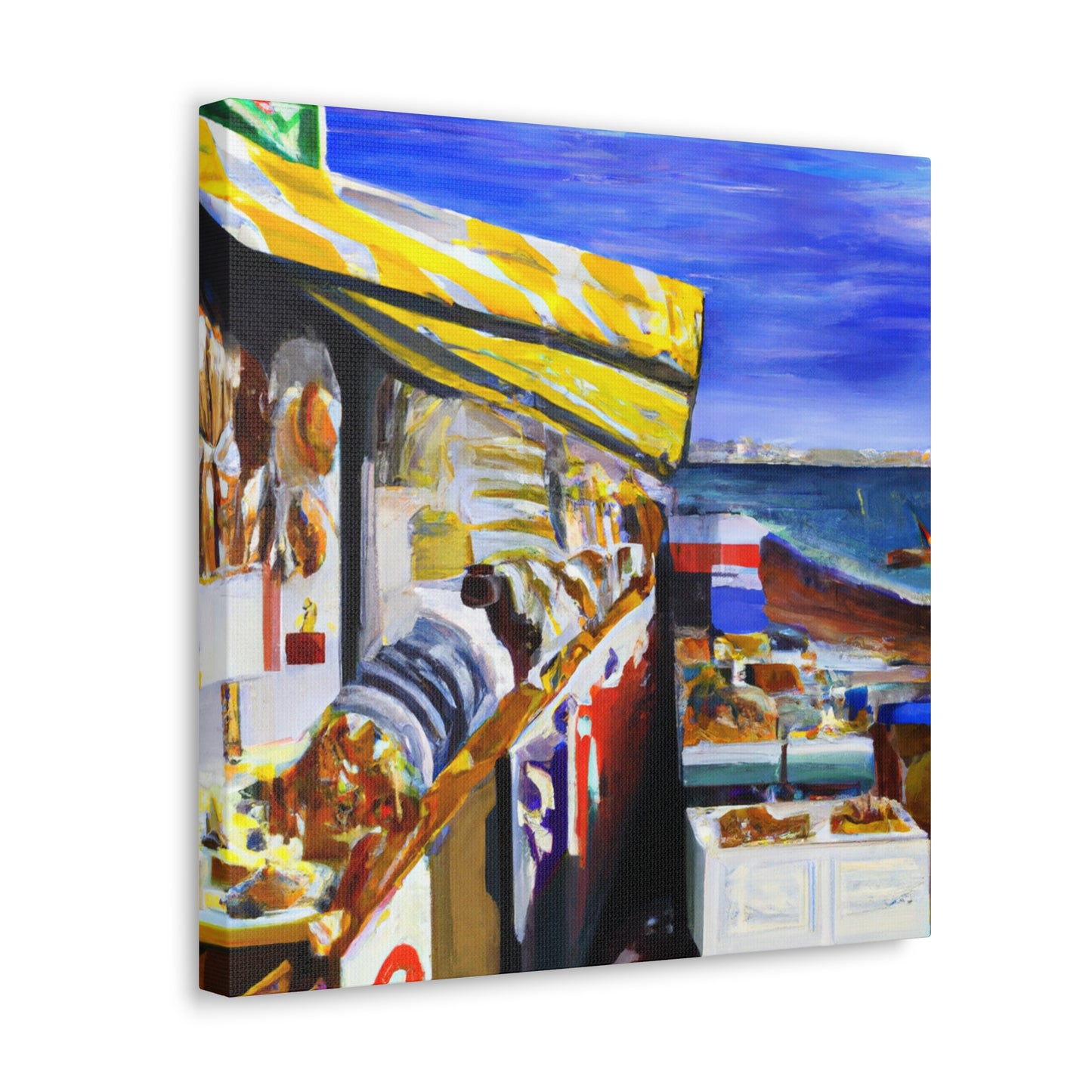 "Beach Shops Realism" - Canvas