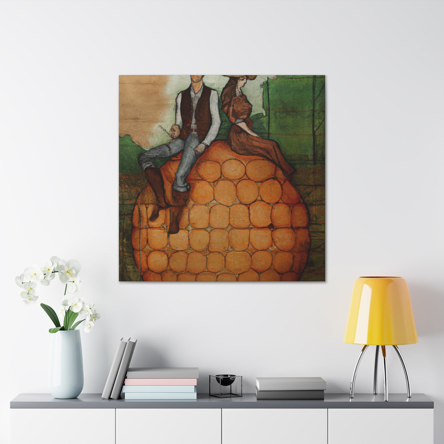 "Harvesting Hay Bales" - Canvas