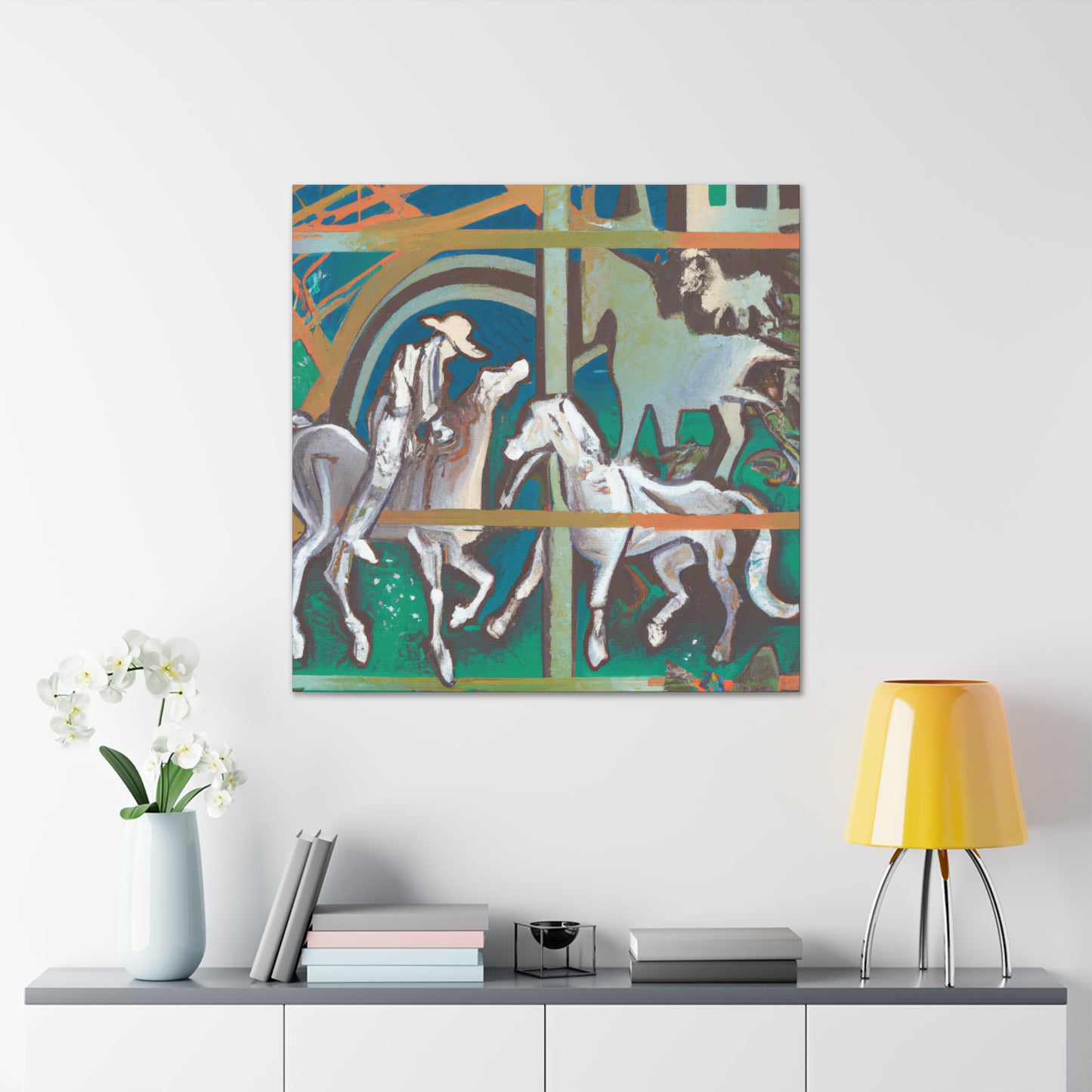 Grazing Horses in Spring - Canvas