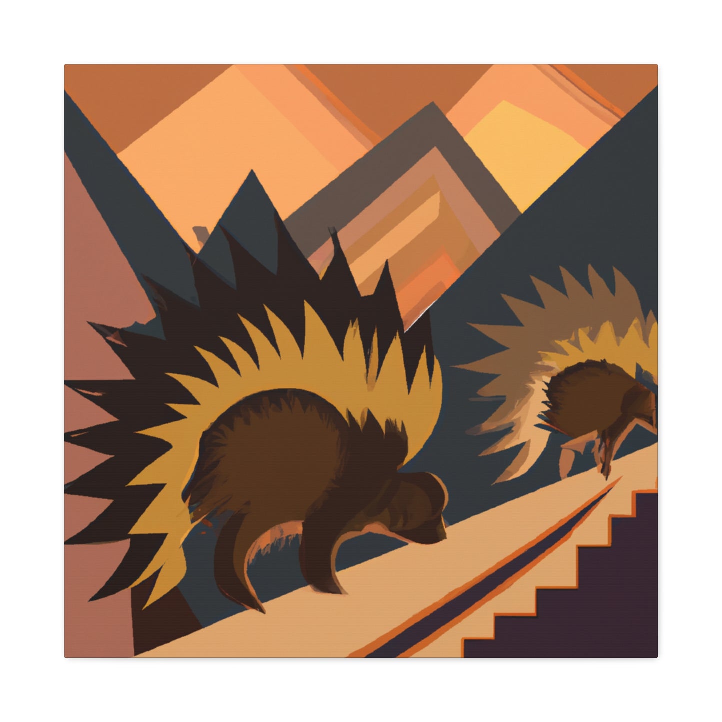 Porcupine in Art Deco - Canvas