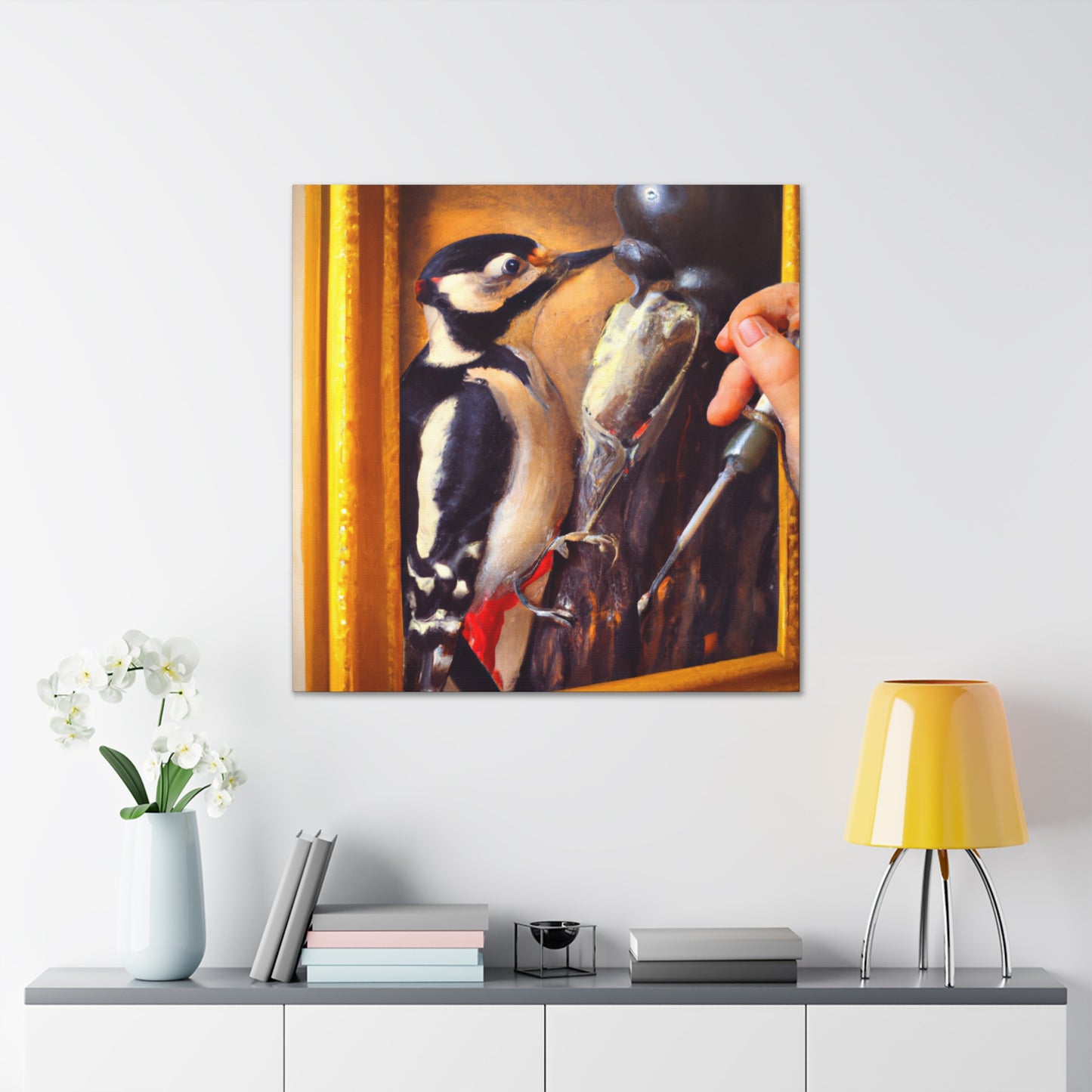 Downy Woodpecker Dreamscape - Canvas