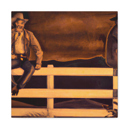 Cowboy on Rustic Fence - Canvas