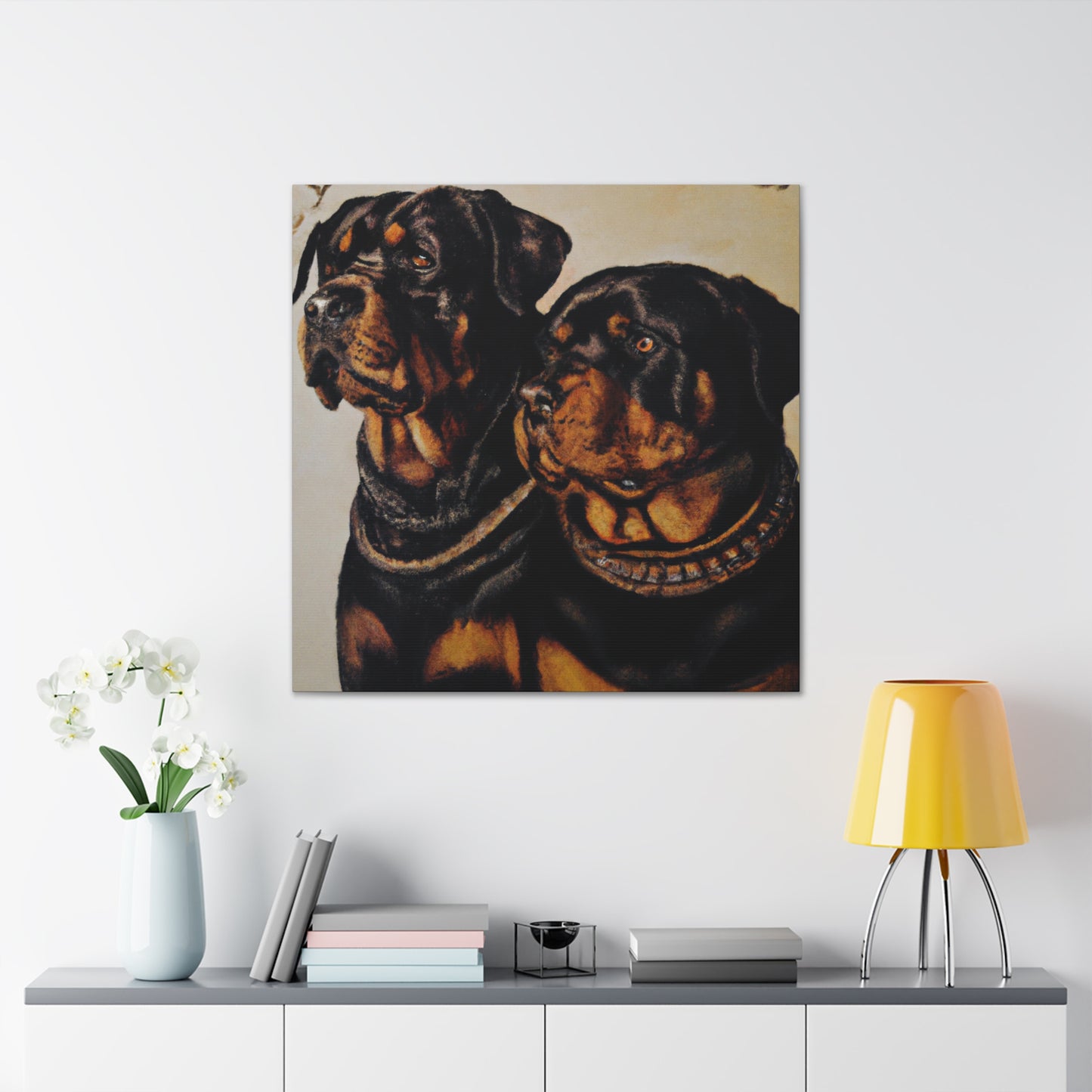 "Rottweiler's Majestic Portrait" - Canvas