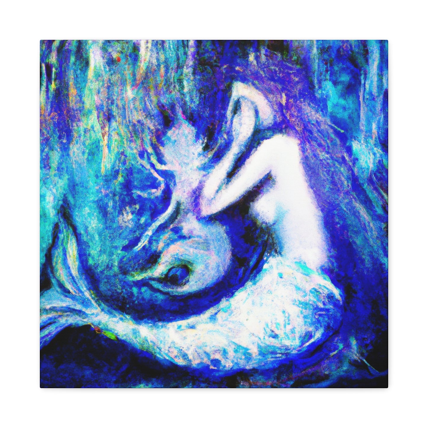 Mermaid's Midnight Gaze - Canvas