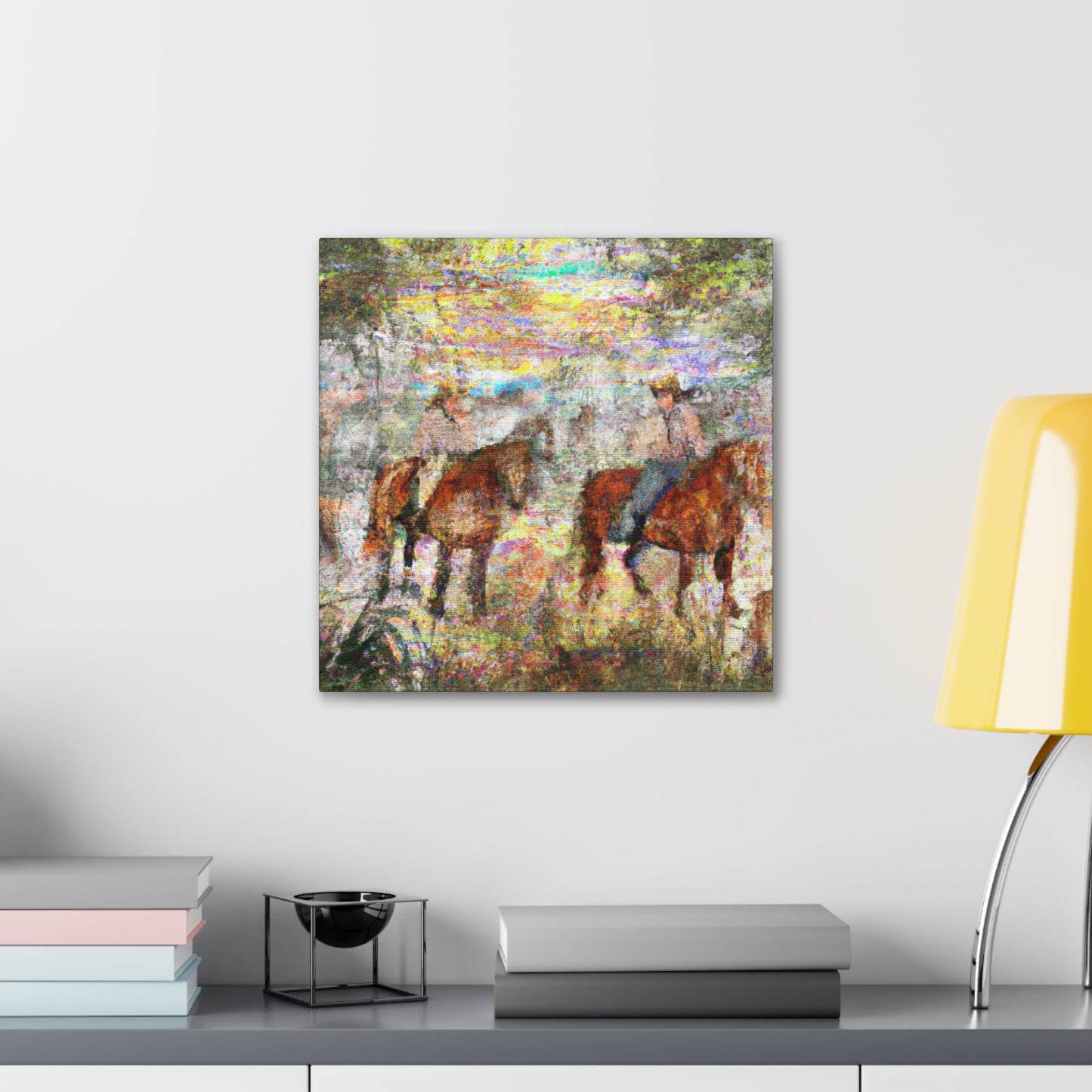 "Fog and Frolicing Horses" - Canvas