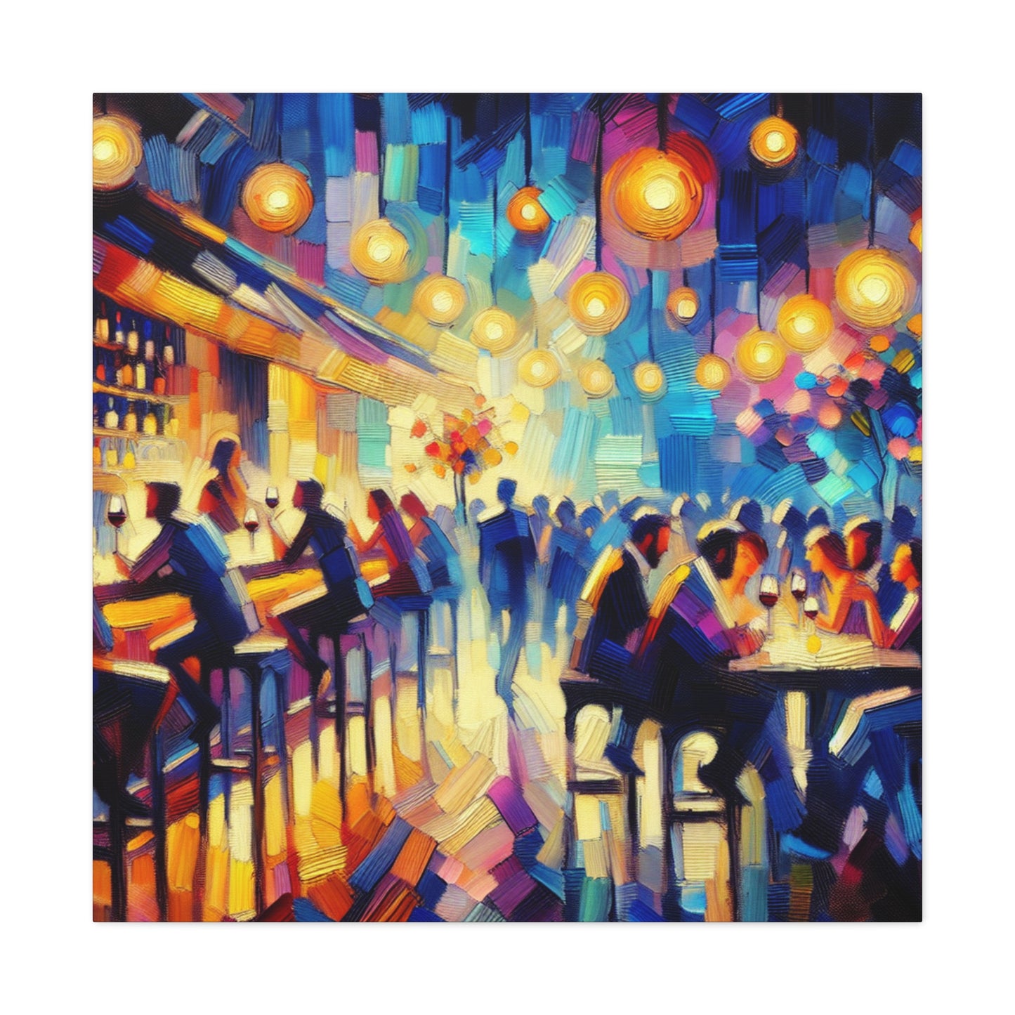 Vibrant Wine Bar Scene - Canvas