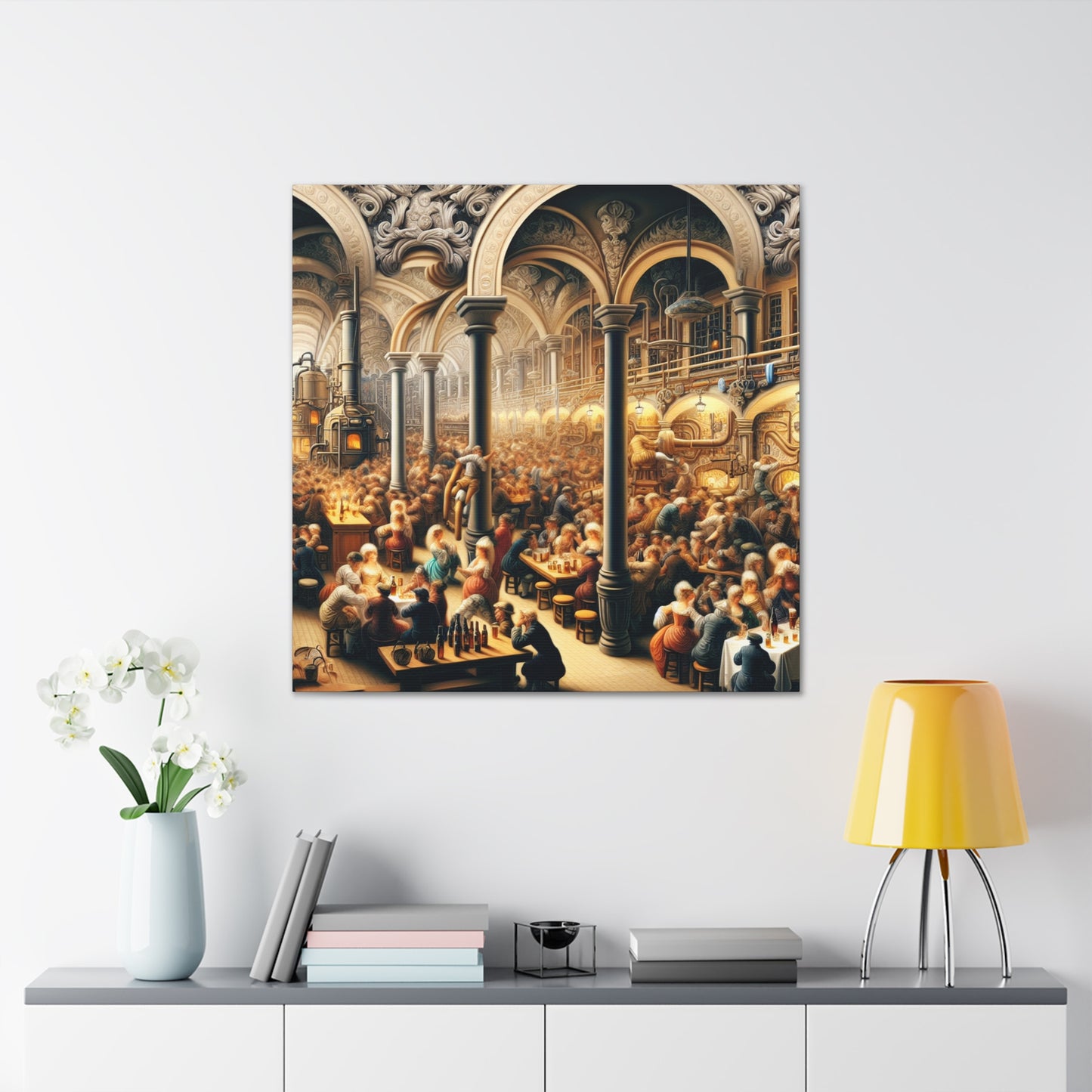 "Bustling Tavern Revelry" - Canvas