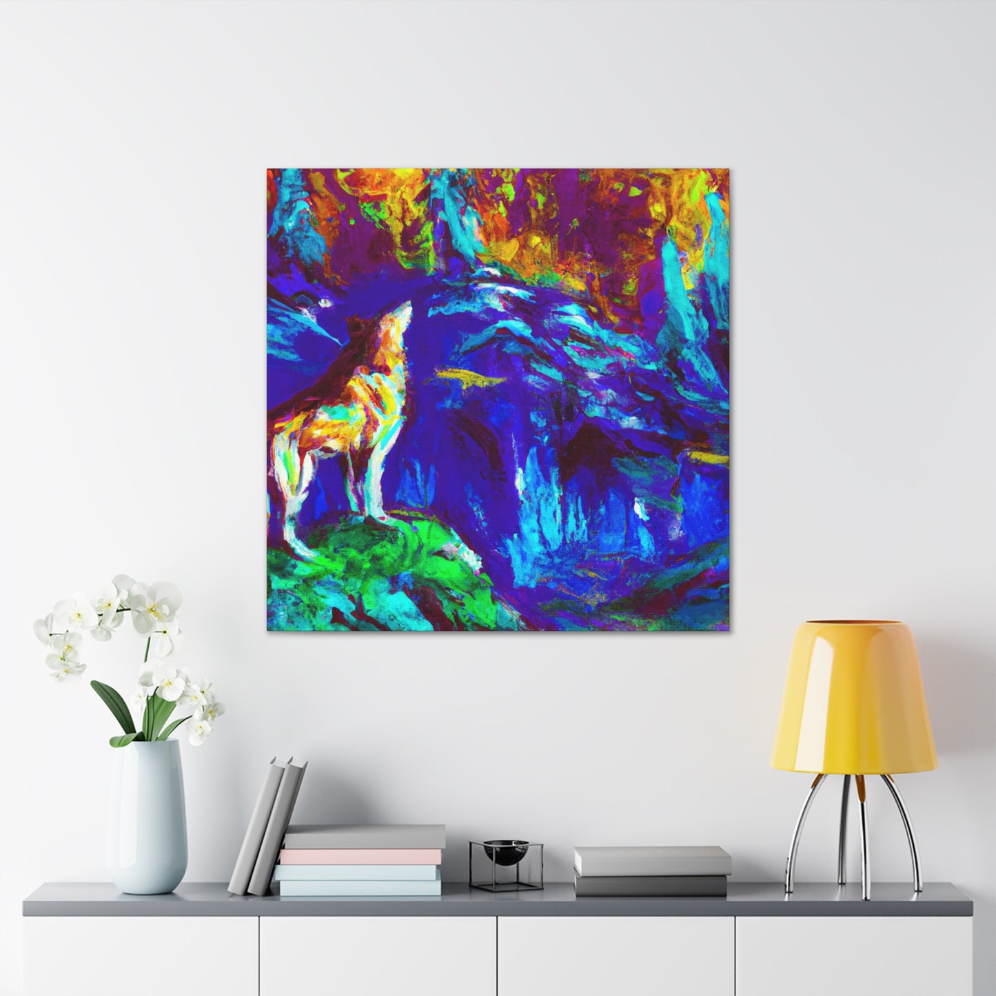 Wolf In Moonlight Glow - Canvas