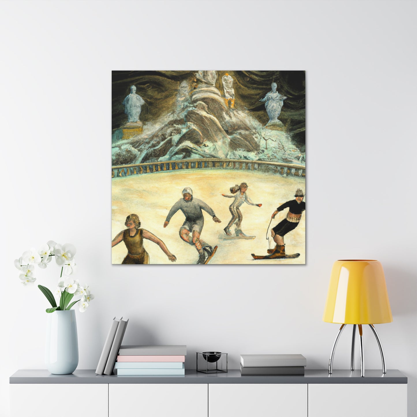 Skaters on Ice Rink - Canvas