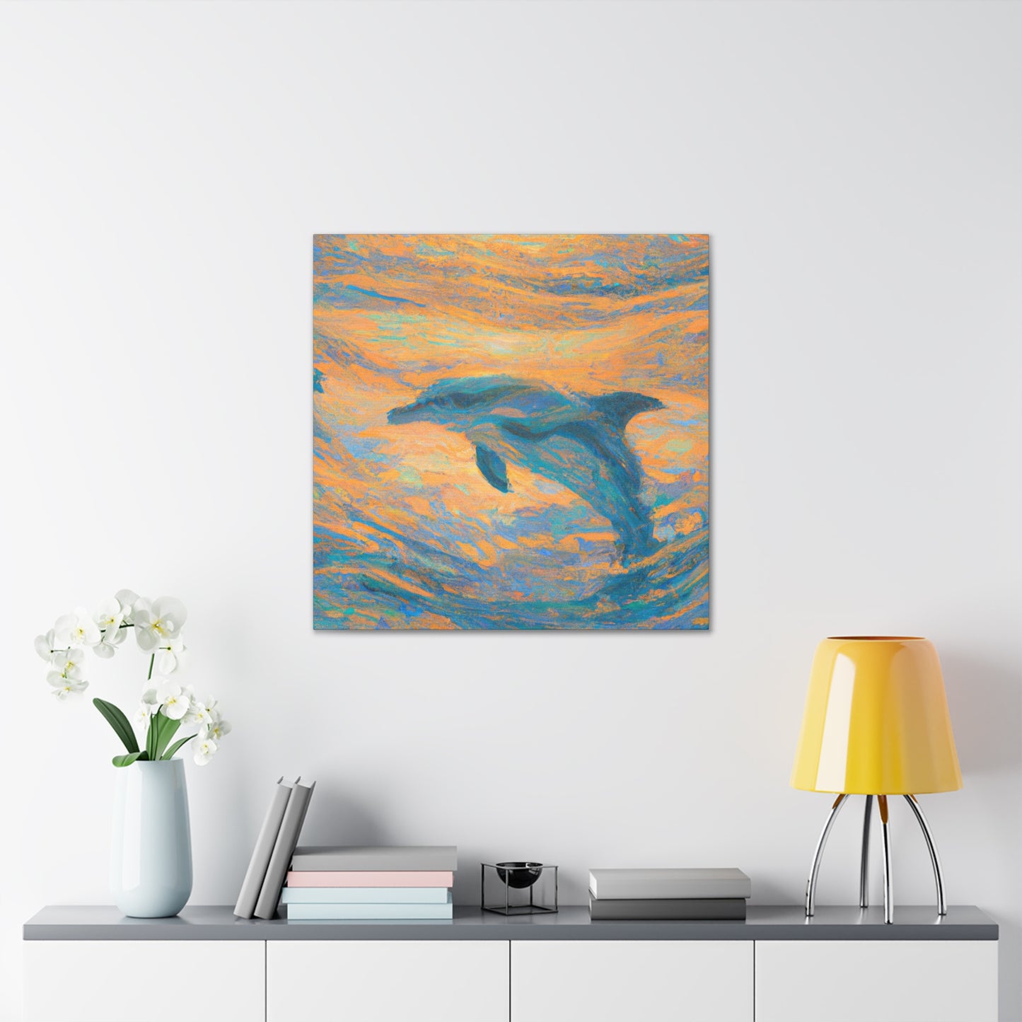 "Dancing Dolphins in Color" - Canvas