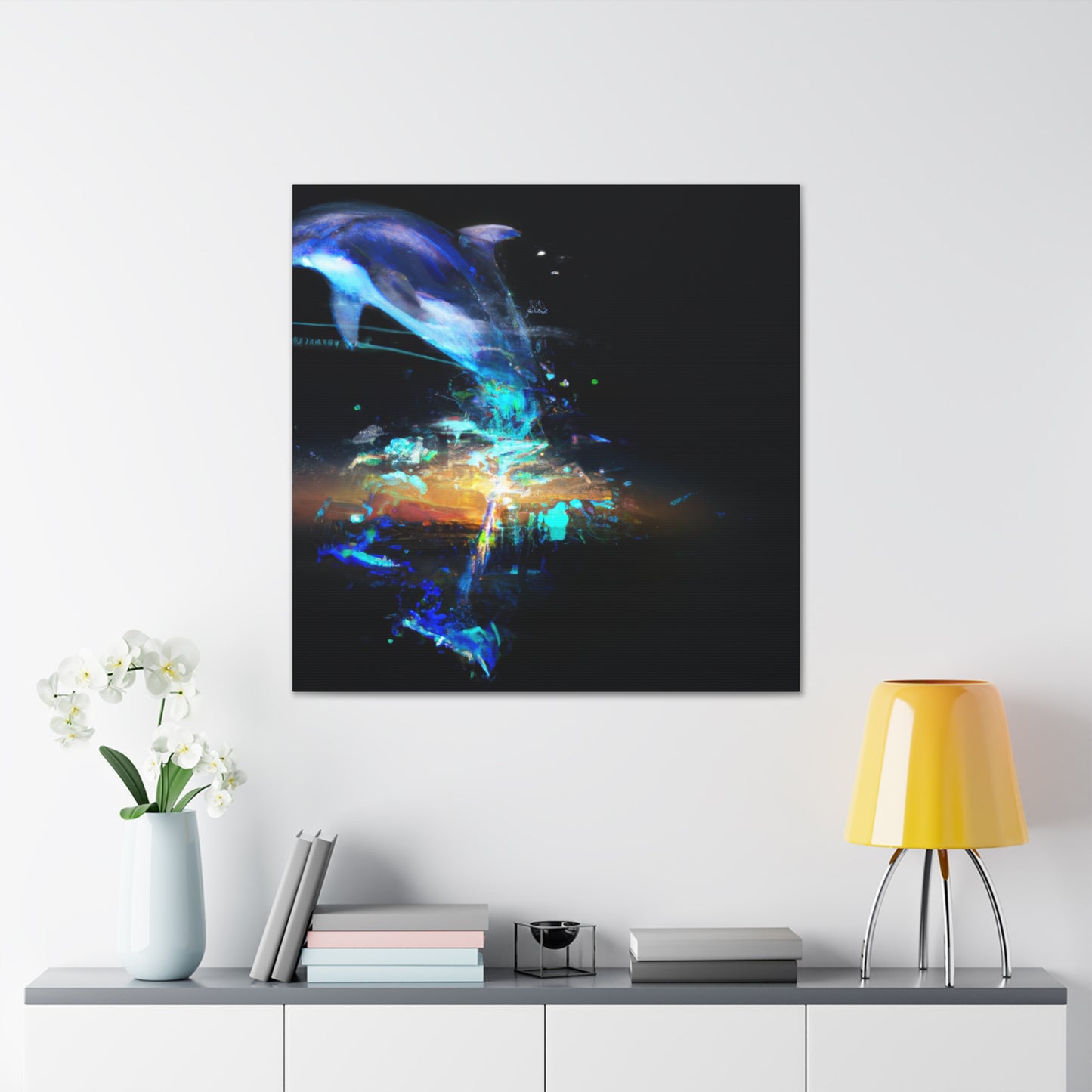 Dolphins Dancing in Moonlight - Canvas