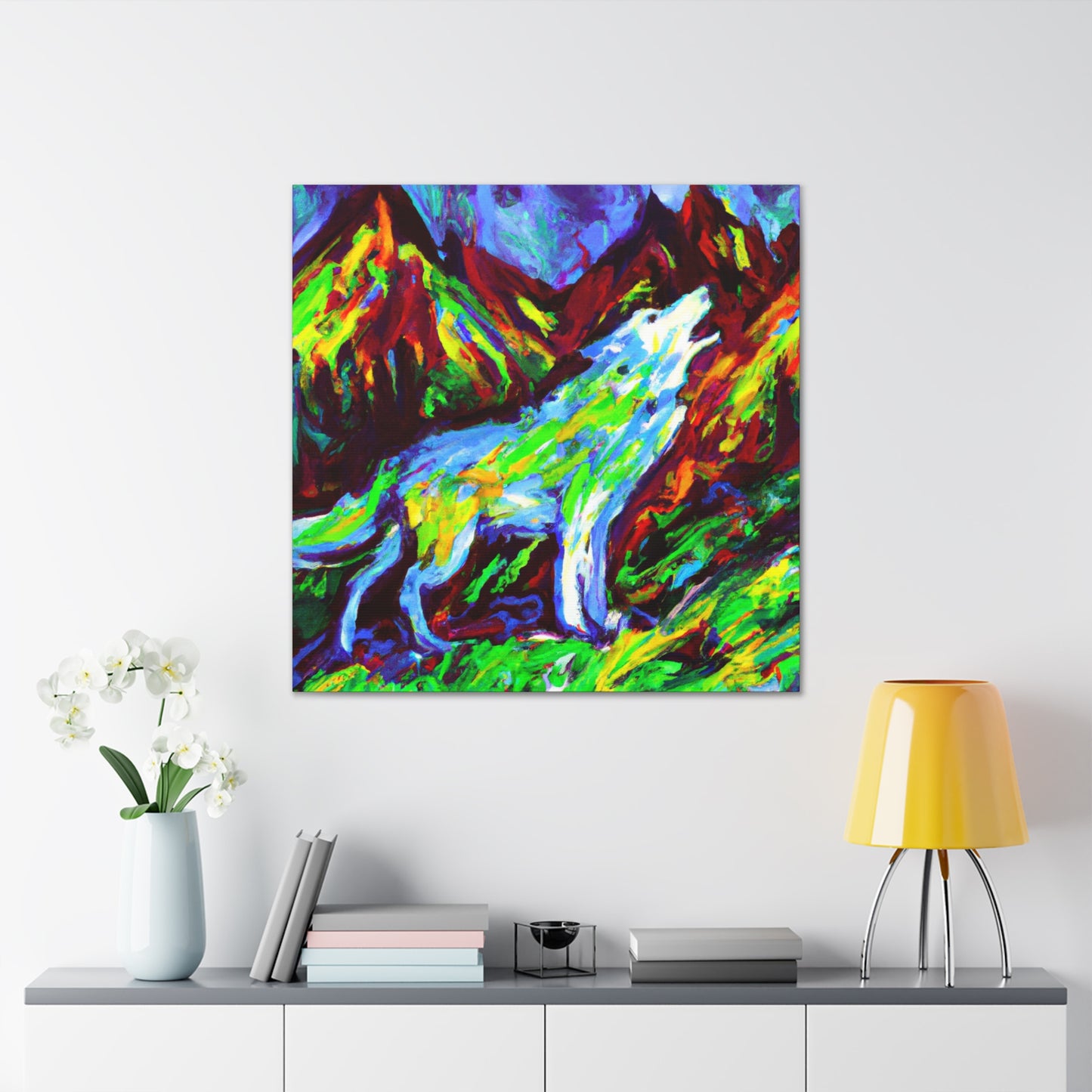 "Wolf in Fauvist Hues" - Canvas