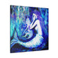 Mermaid's Midnight Gaze - Canvas