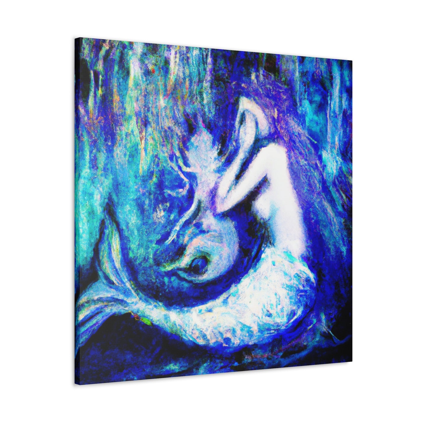 Mermaid's Midnight Gaze - Canvas