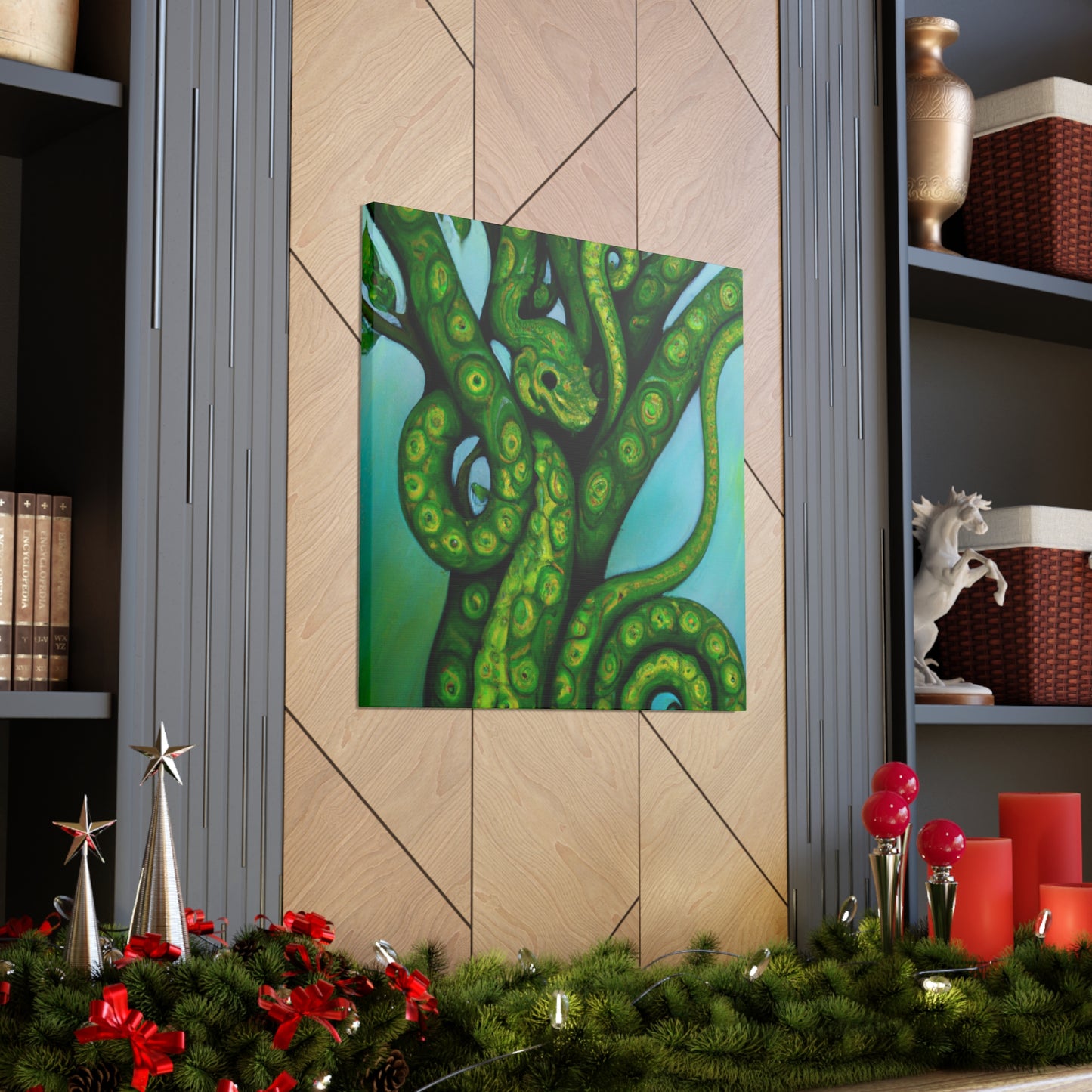 Green Python in Bloom - Canvas