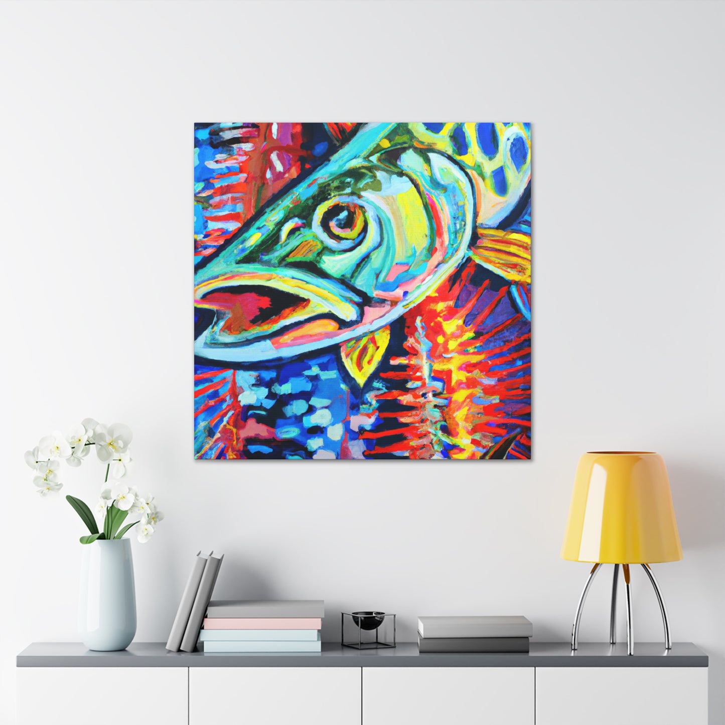 "Pike in Moonlight Aquarium" - Canvas