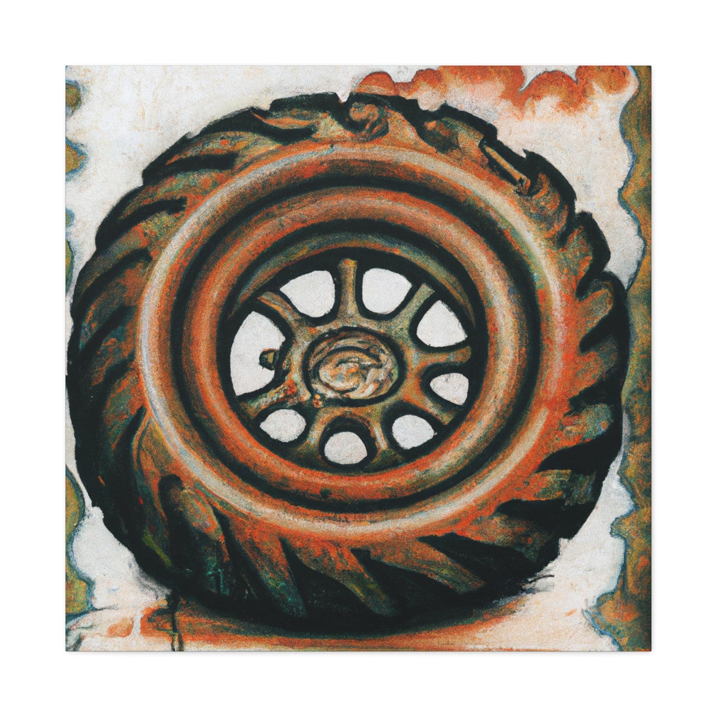 "Tractor Tire Triumphant" - Canvas